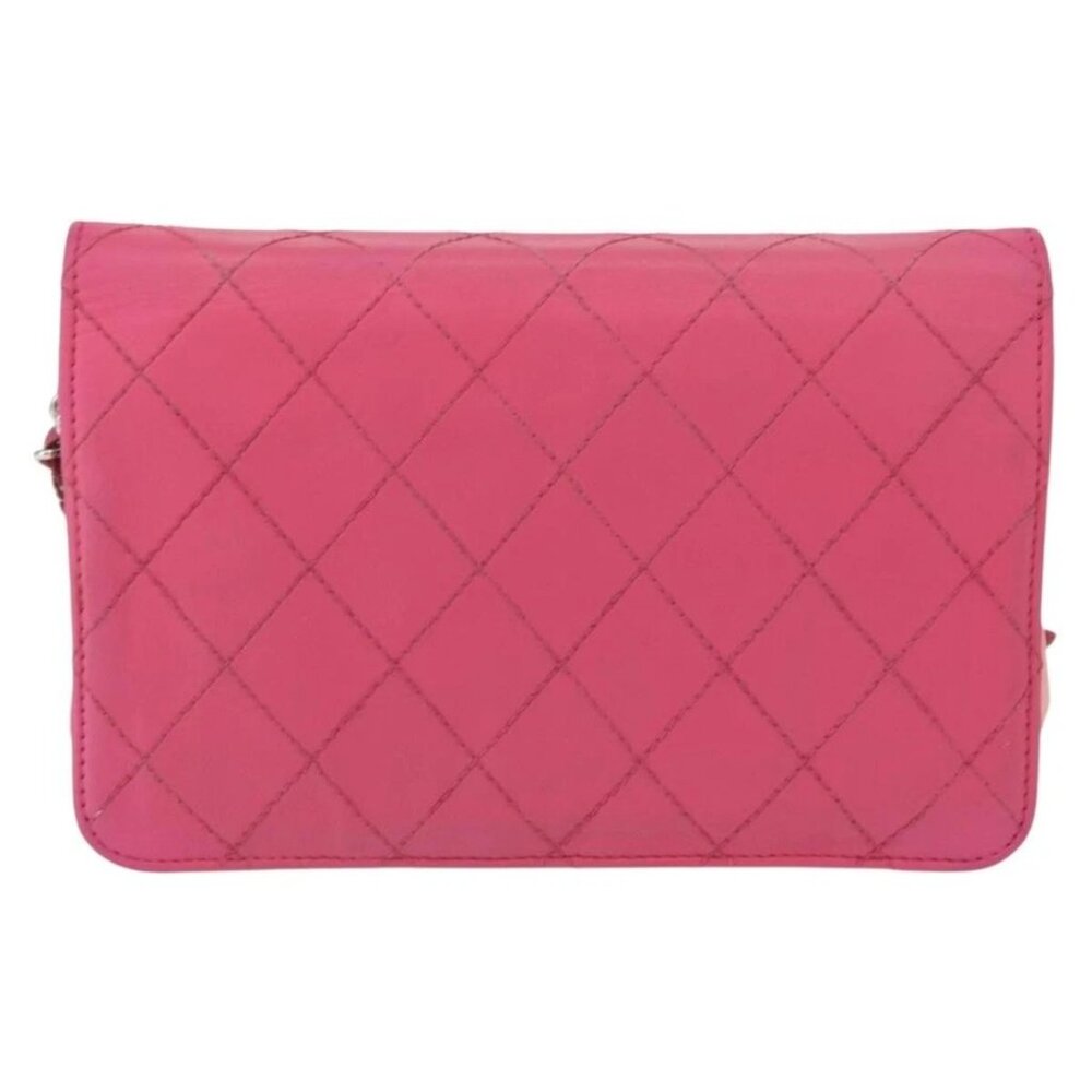 CHANEL Chain Shoulder Bag Leather Pink Silver CC - Picture 2 of 16